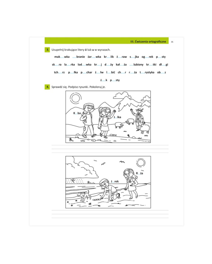 ĆWICZENIA słownikowe, ortograficzne i gramatyczne | klasa 3