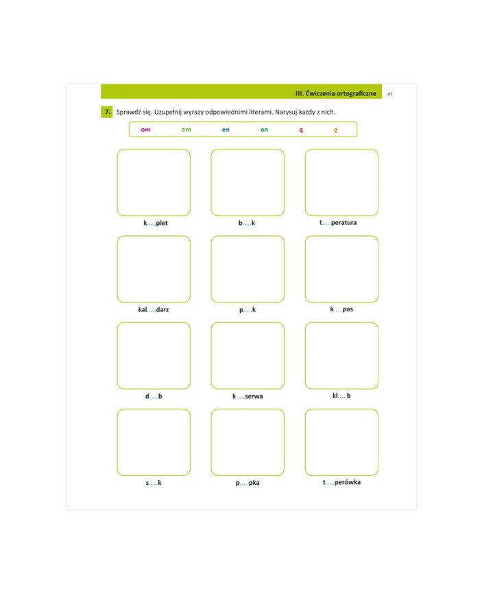 ĆWICZENIA słownikowe, ortograficzne i gramatyczne | klasa 3