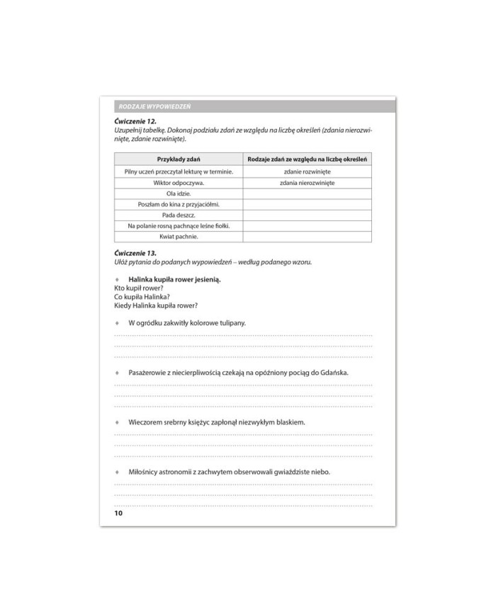 Lubię gramatykę dla uczniów klas 4.